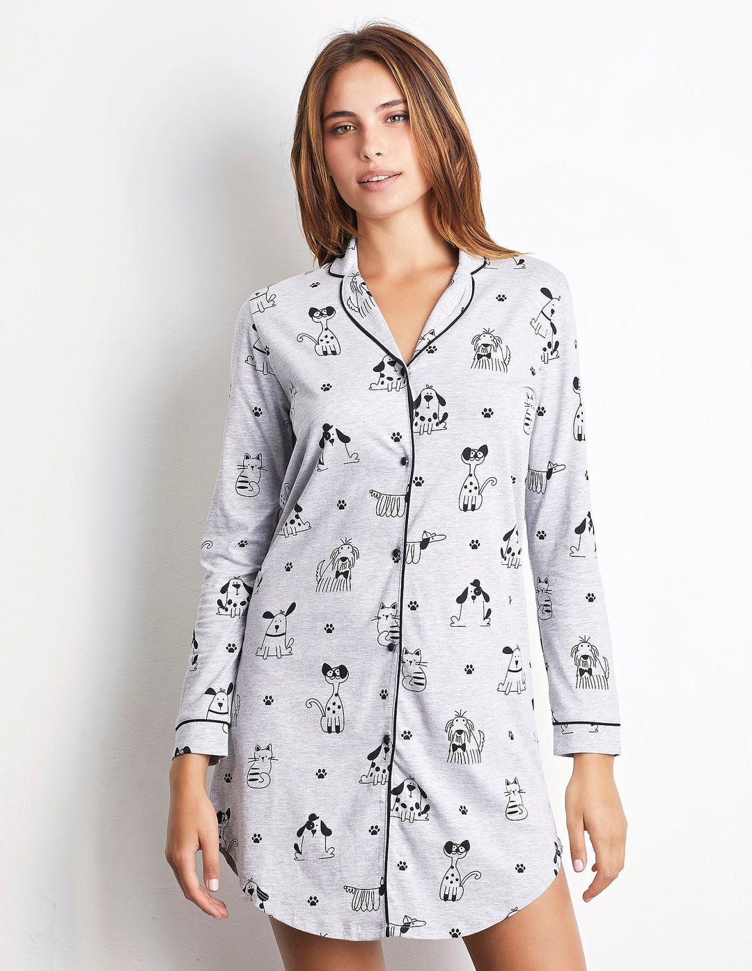Long-sleeve nightshirt - Printed