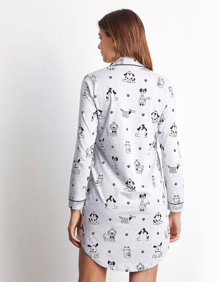 Long-sleeve nightshirt - Printed