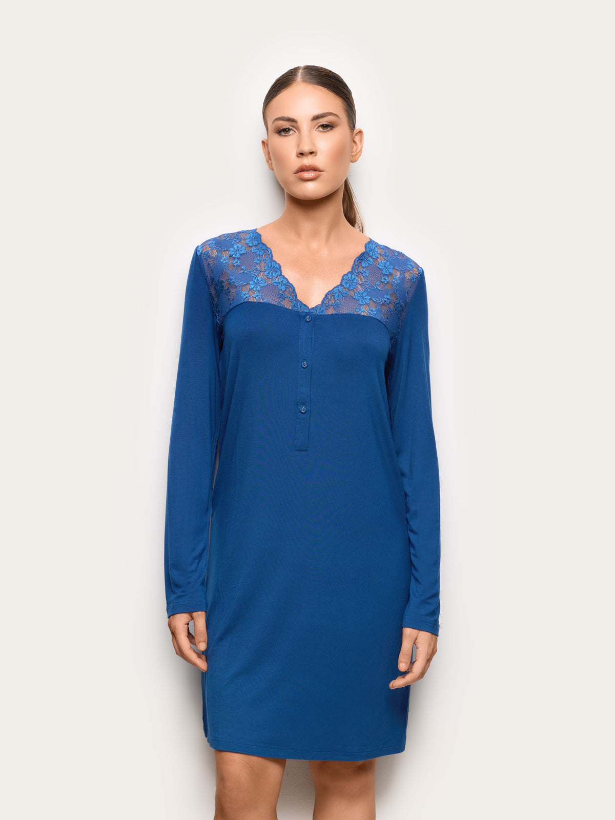 Long-Sleeve Nightshirt - Dark Blue