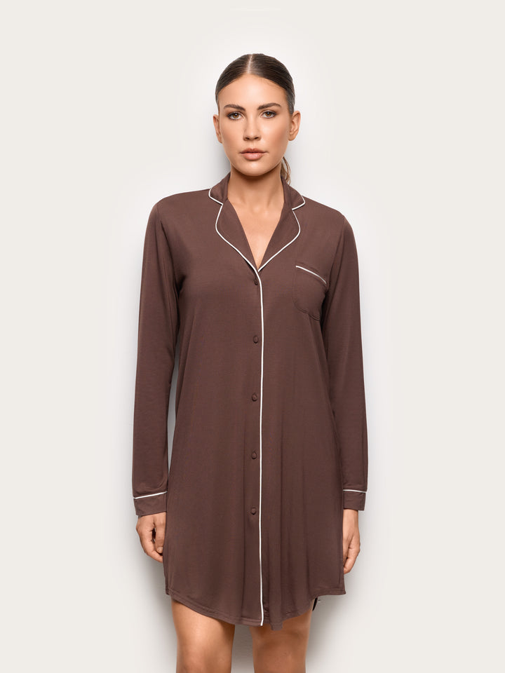 Long-Sleeve Nightshirt - Chocolate