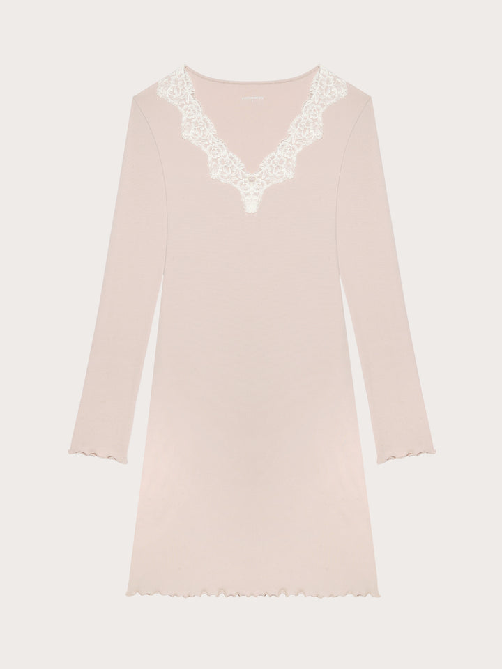 Long-Sleeve Nightshirt - Beige