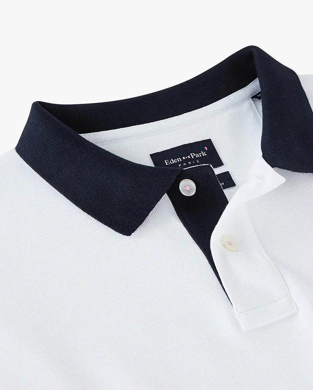 White Short-Sleeved Polo Shirt With Contrasting Detail