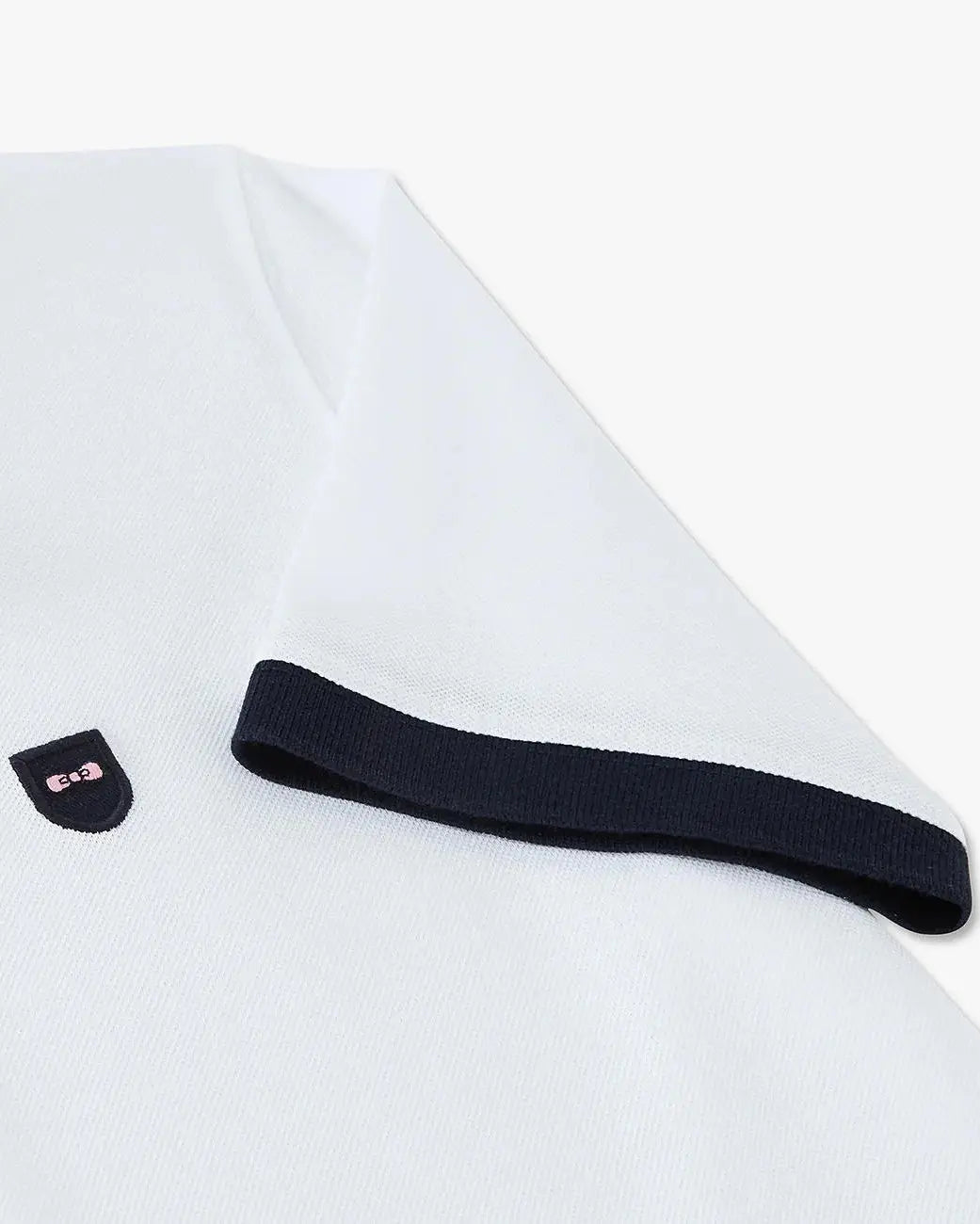 White Short-Sleeved Polo Shirt With Contrasting Detail