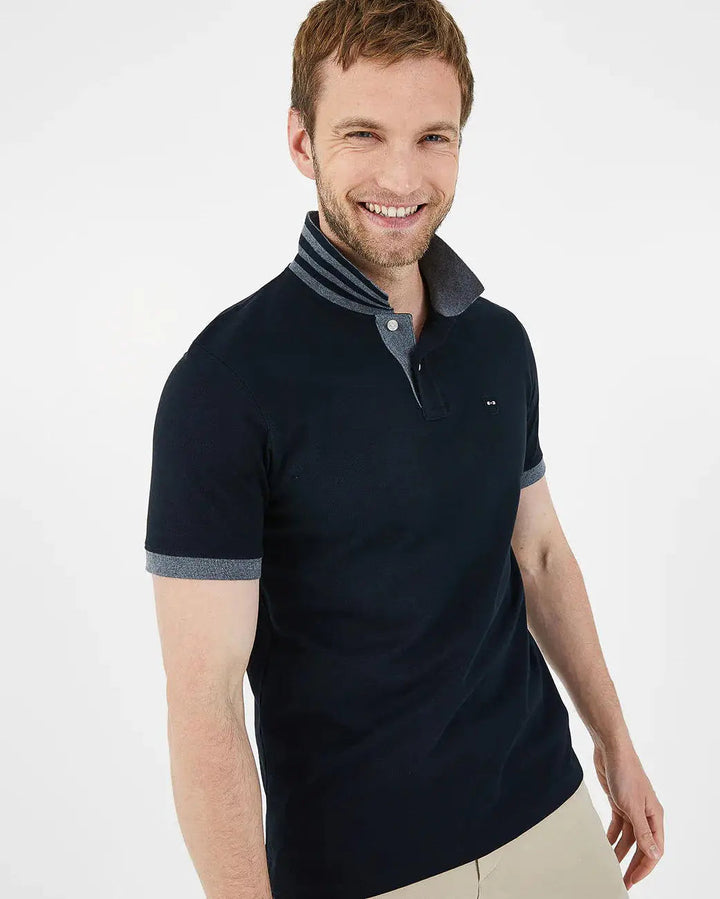 Black Short-Sleeved Polo Shirt With Contrasting Detail