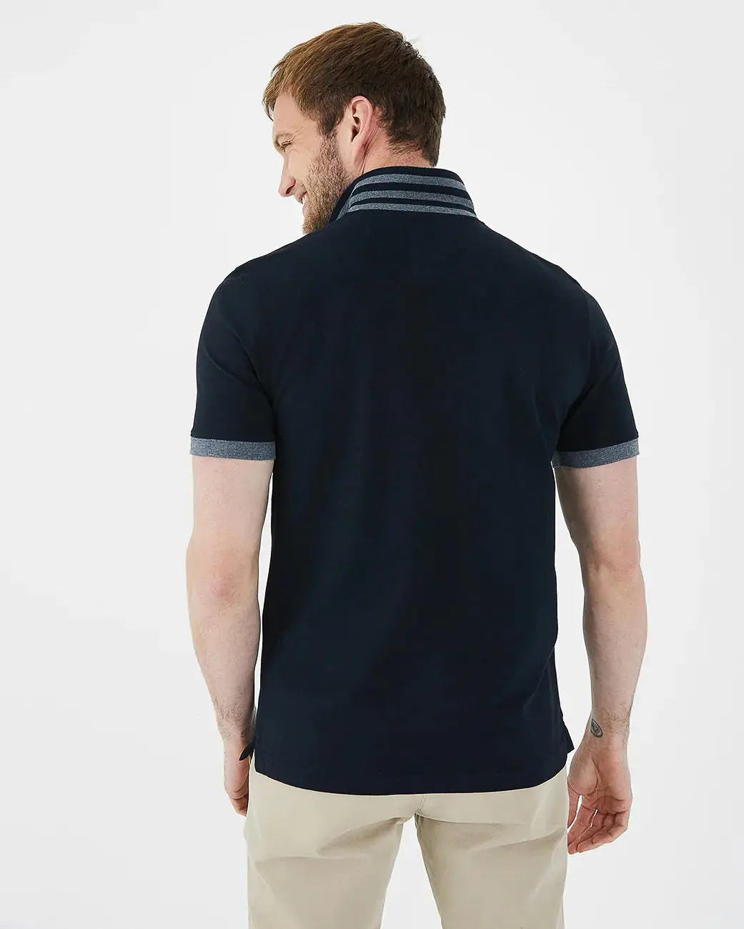 Black Short-Sleeved Polo Shirt With Contrasting Detail