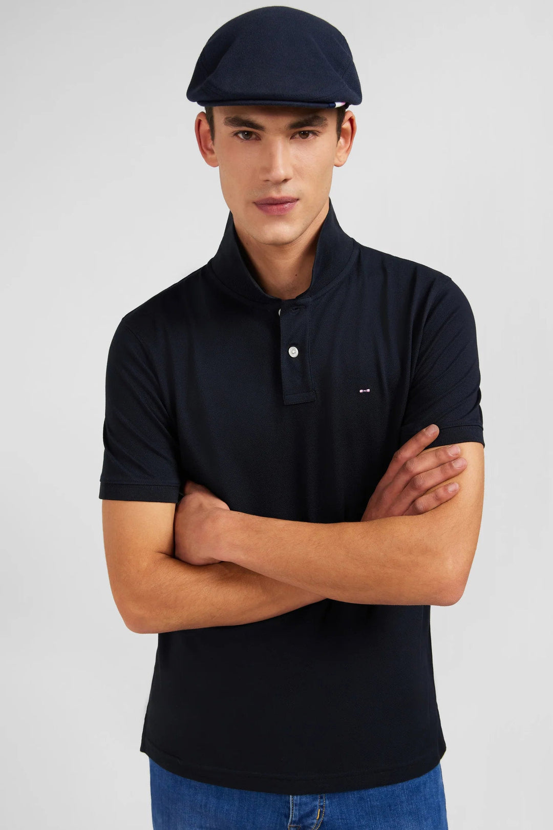 Black Polo Shirt in Stretch Pima Cotton