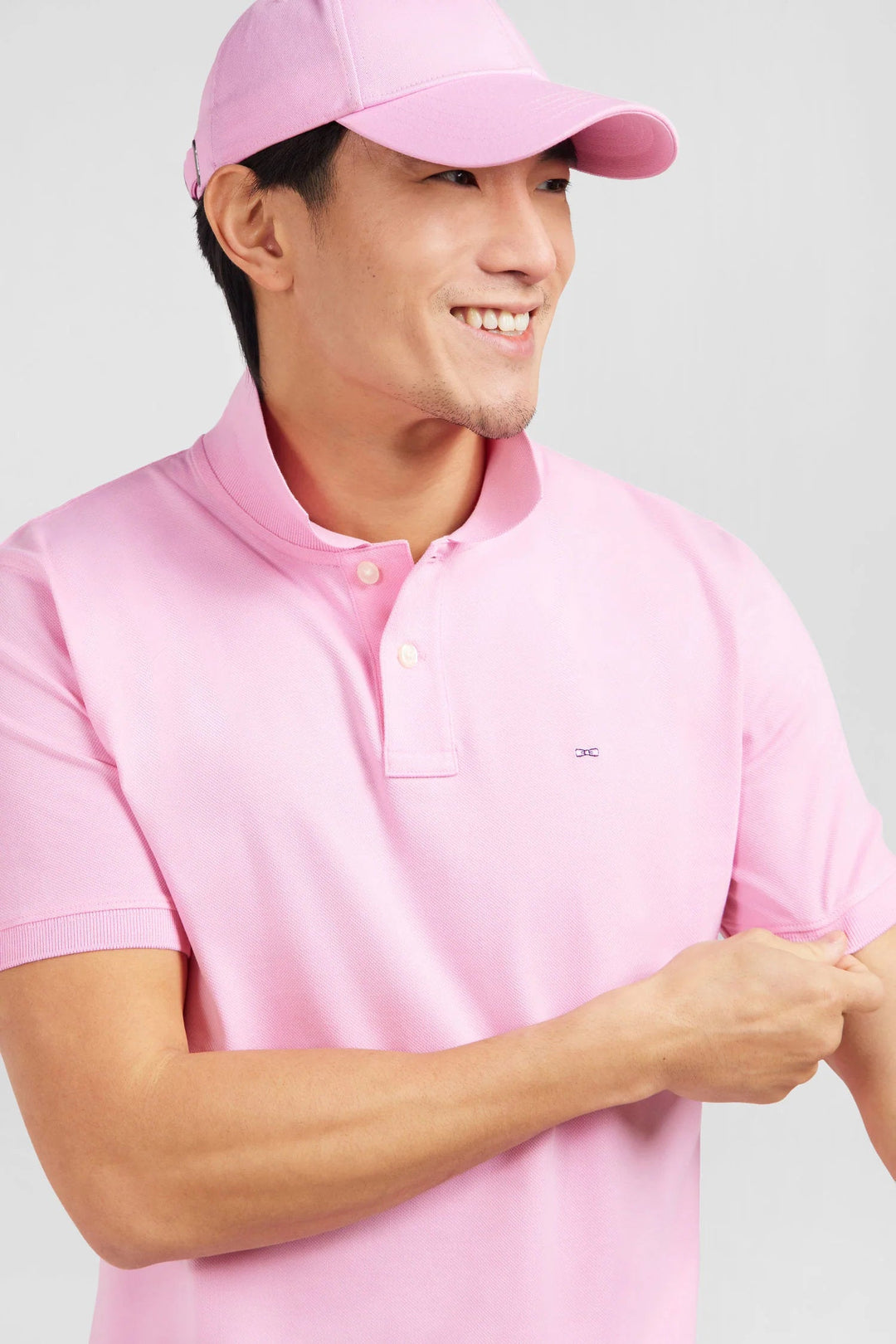 Pink Polo Shirt in Stretch Pima Cotton