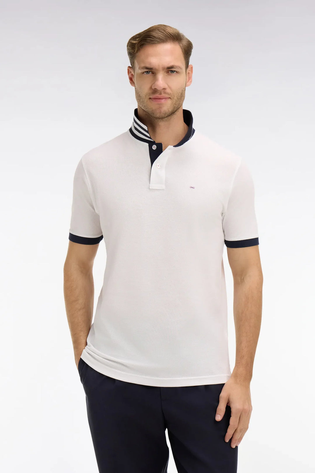 White Polo Shirt in Pima Cotton with Contrasting Details