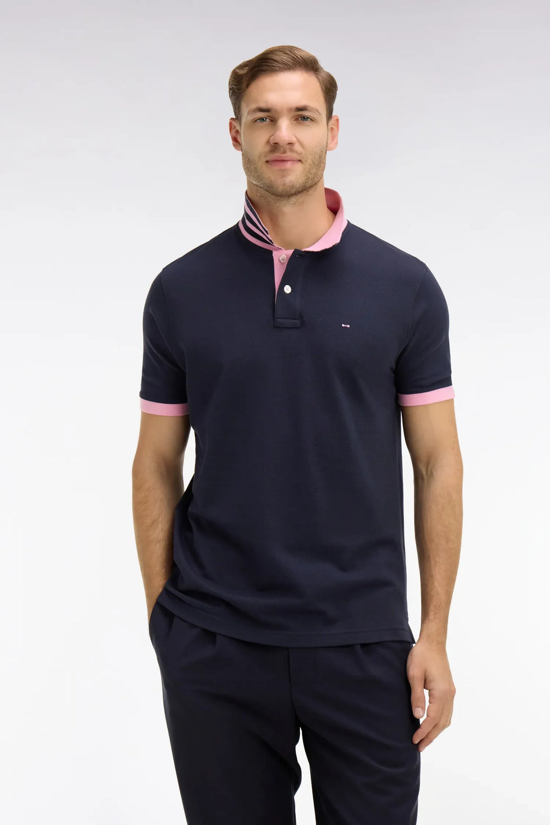 Black Pima Cotton Polo with Contrasting Accents