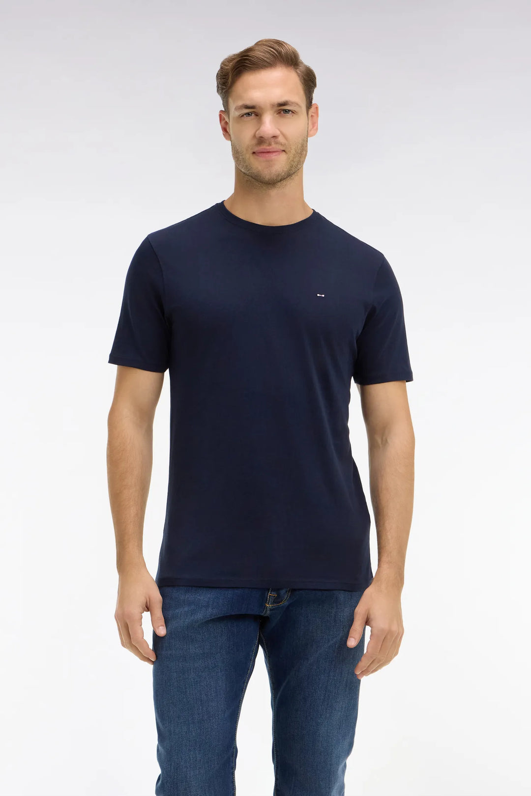 Crew Neck Navy Blue Pima Cotton T-Shirt
