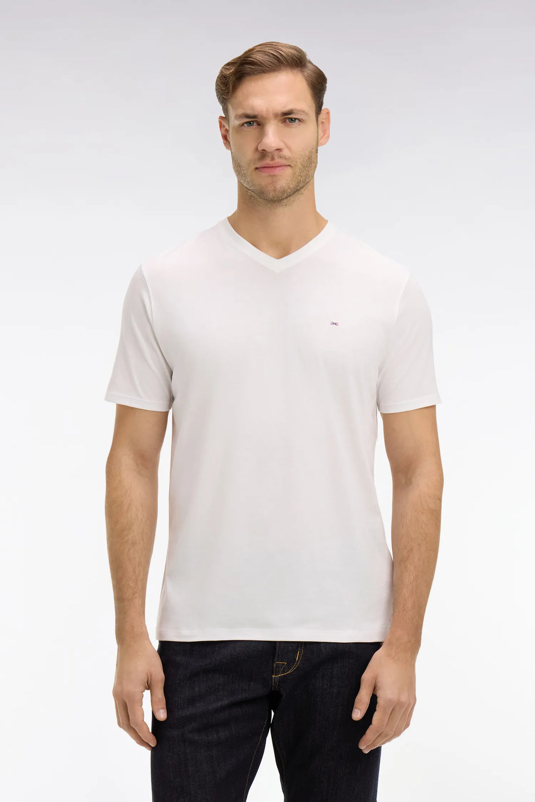 V-Neck White Light Pima Cotton T-Shirt