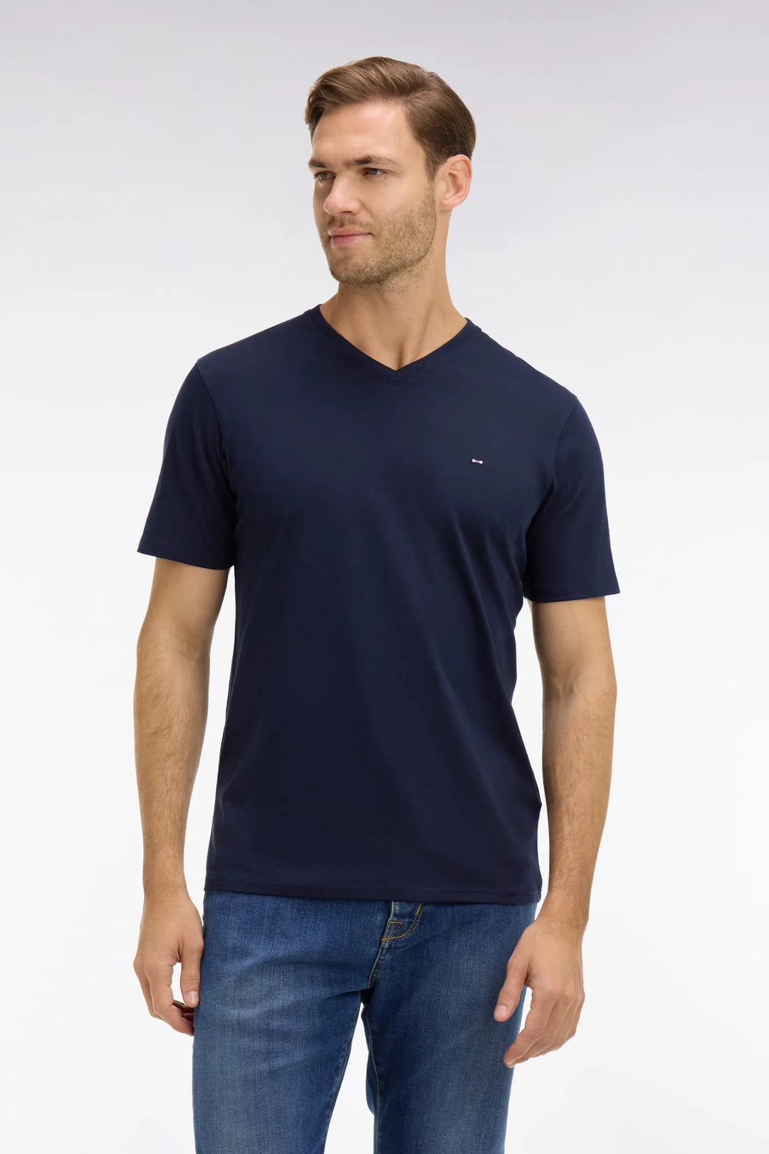 V-Neck Black Light Pima Cotton T-Shirt