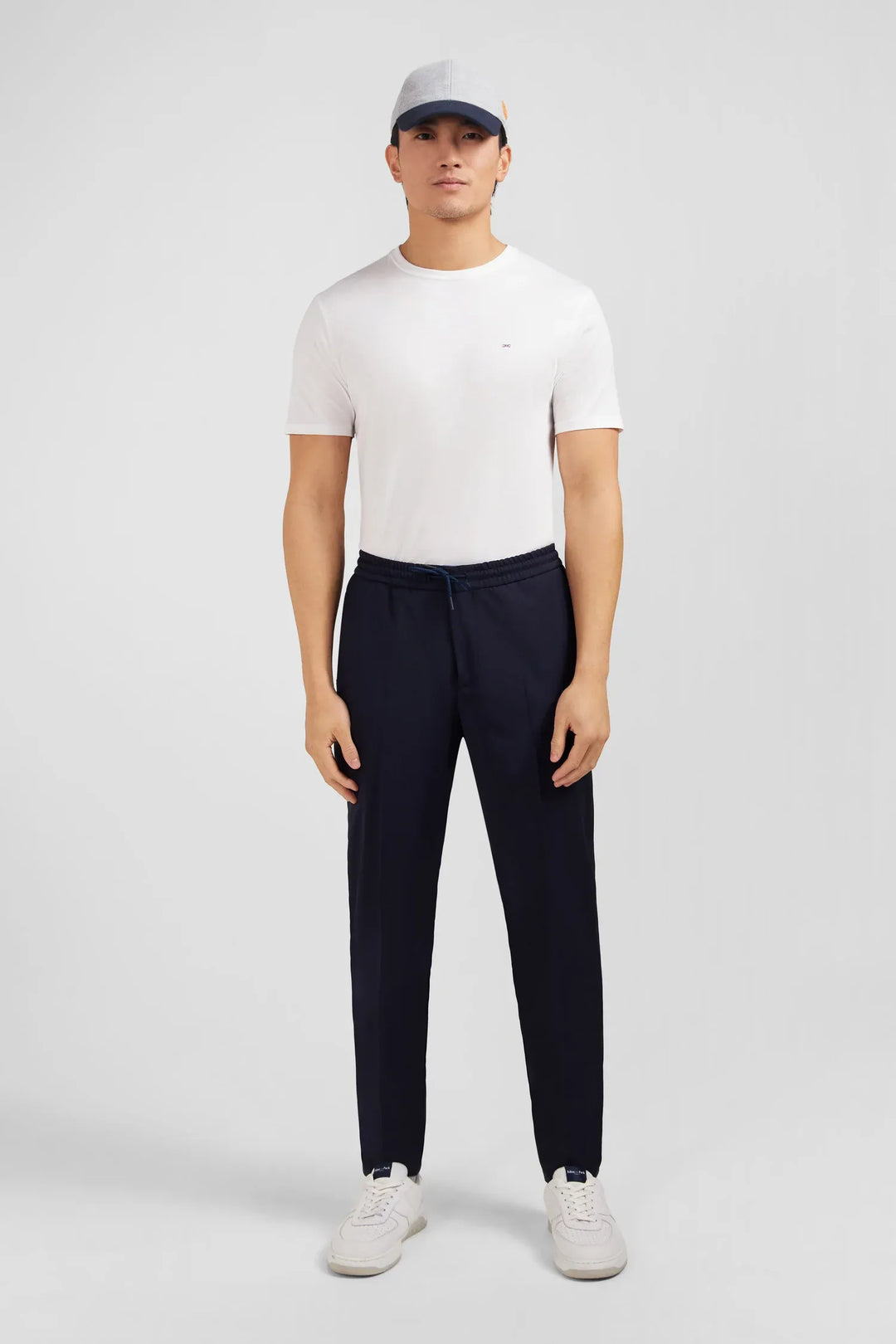 Navy Blue Trousers with Elasticated Waist