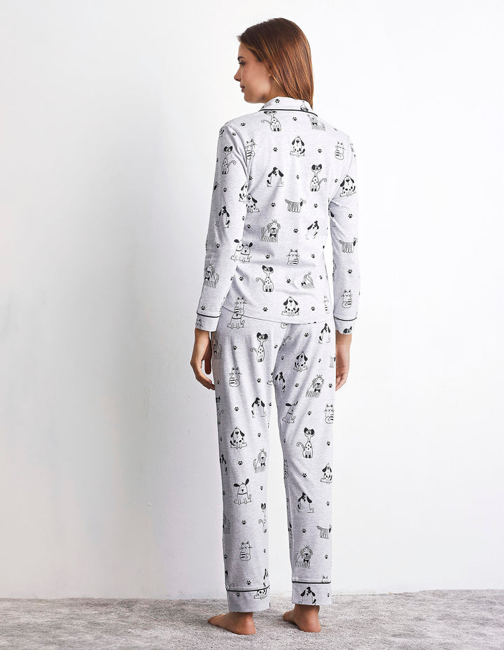 Long-Pyjamas with front opening - Printed