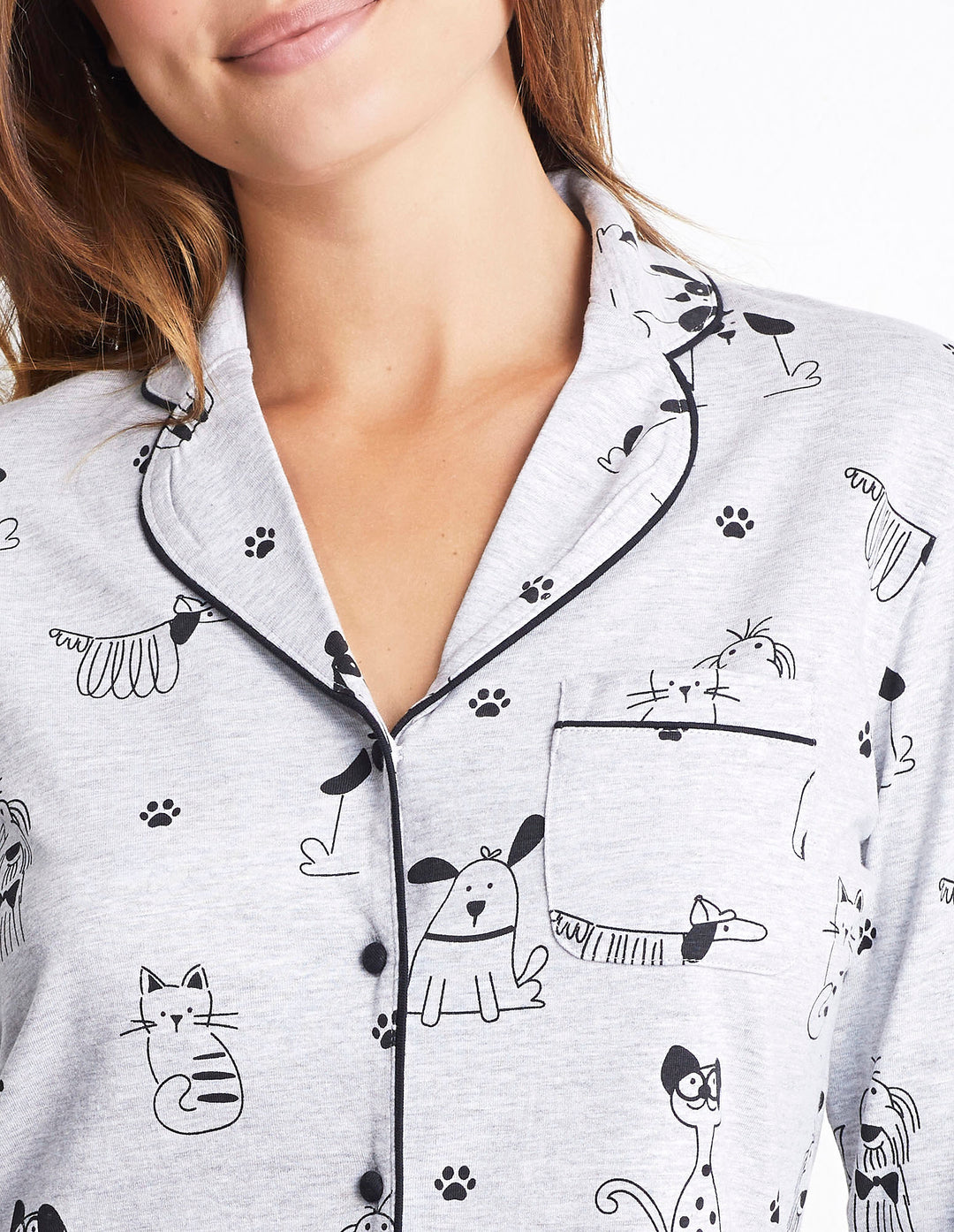 Long-Pyjamas with front opening - Printed