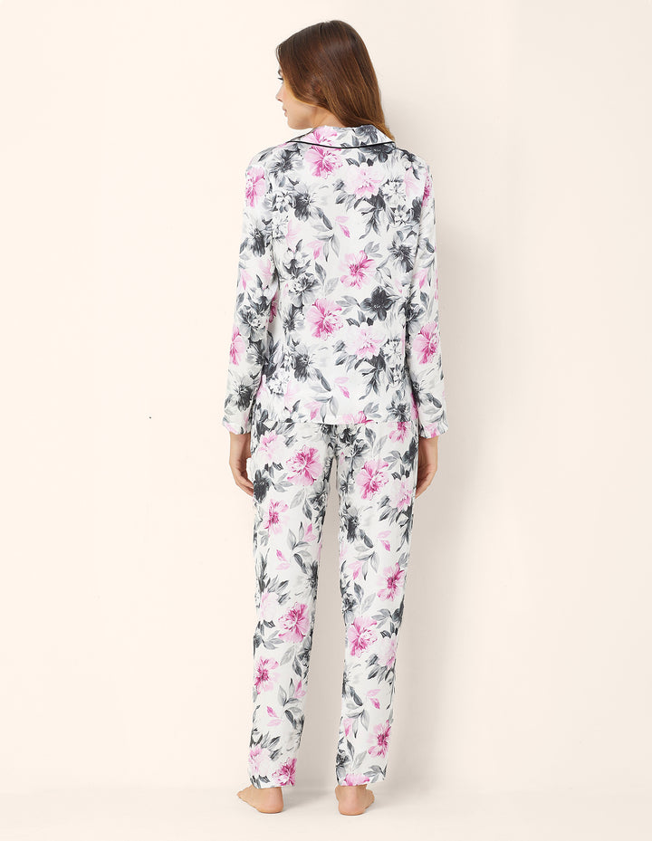 Long-Pyjamas with front opening - White