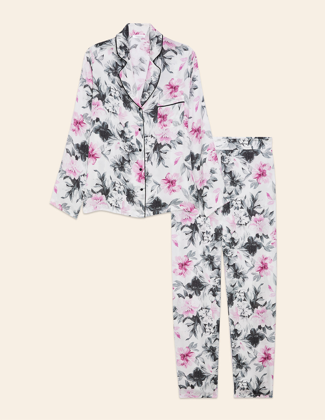Long-Pyjamas with front opening - White