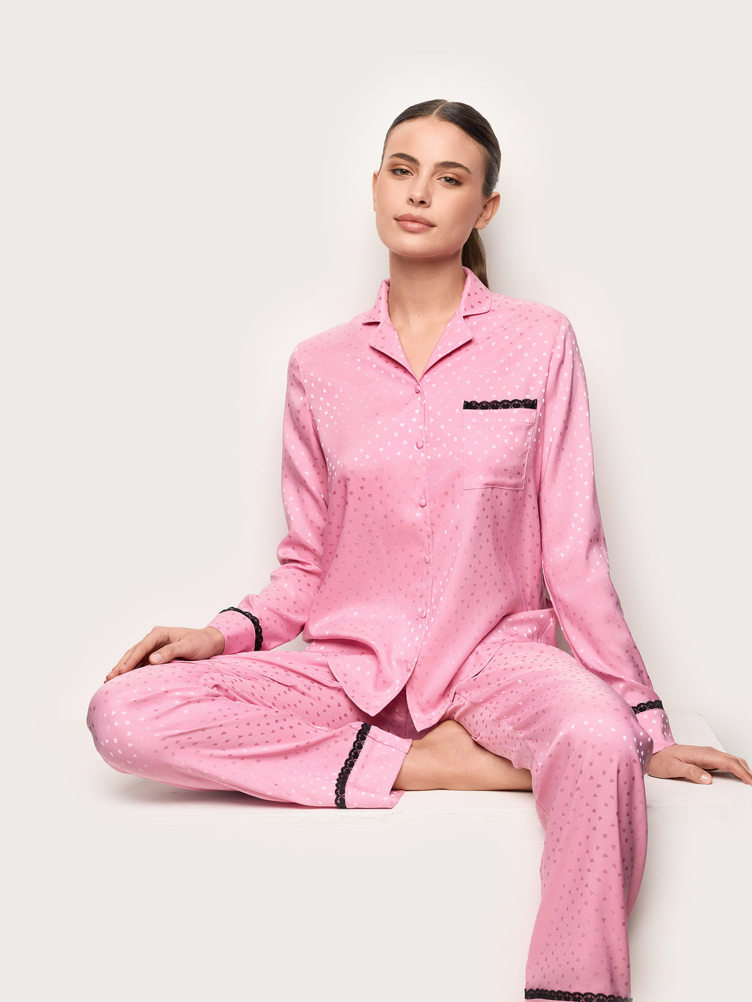 Long-Pyjamas with front opening - Candy Pink
