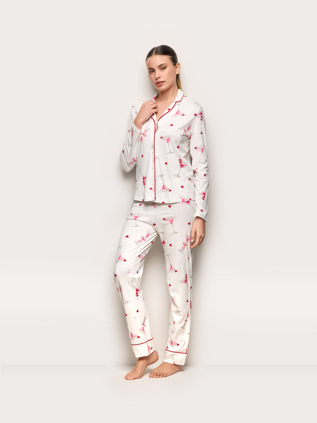 Long-Pyjamas with front open - Printed