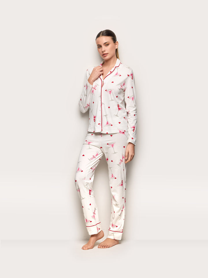 Long-Pyjamas with front open - Printed
