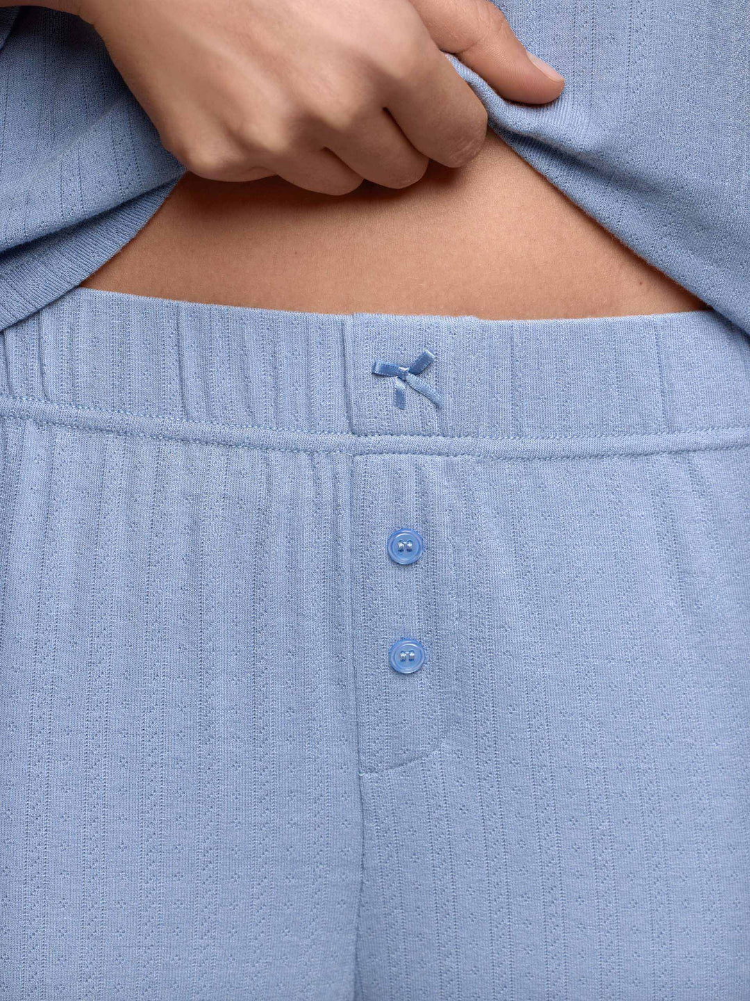 Long-Pyjamas with front - Powder Blue