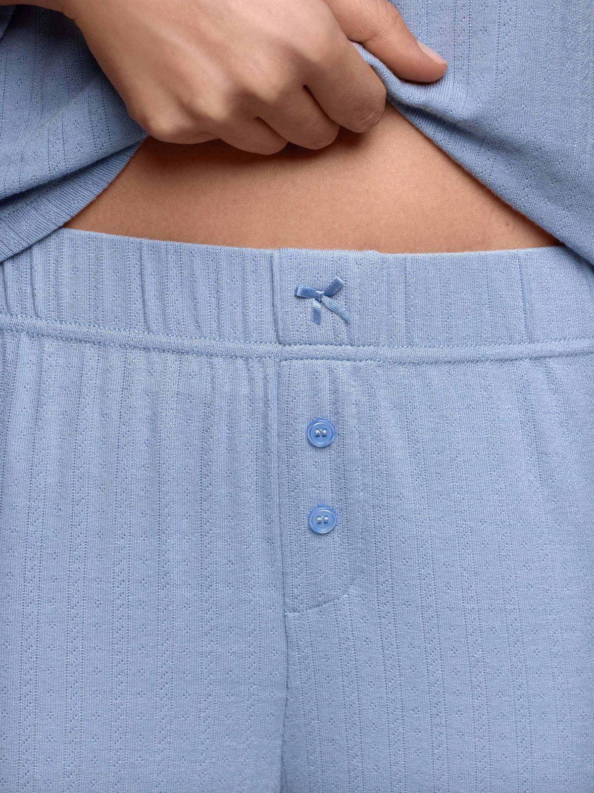 Long-Pyjamas with front - Powder Blue