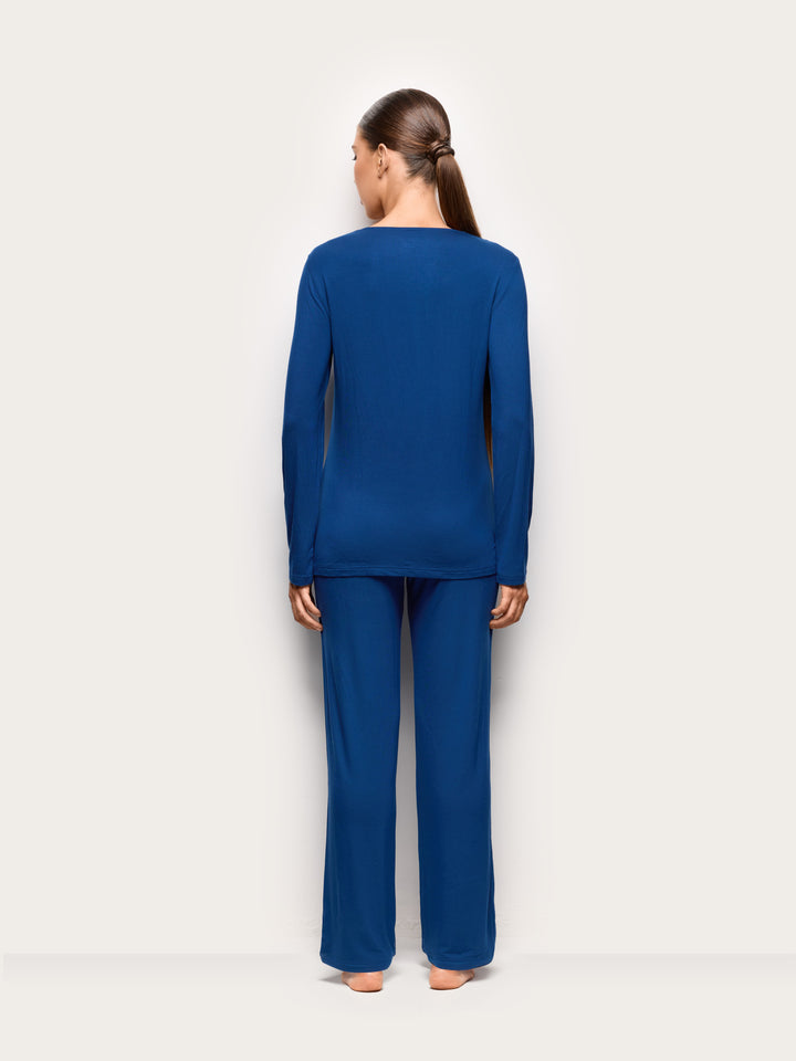 Long-Pyjamas With Front Opening - Dark Blue