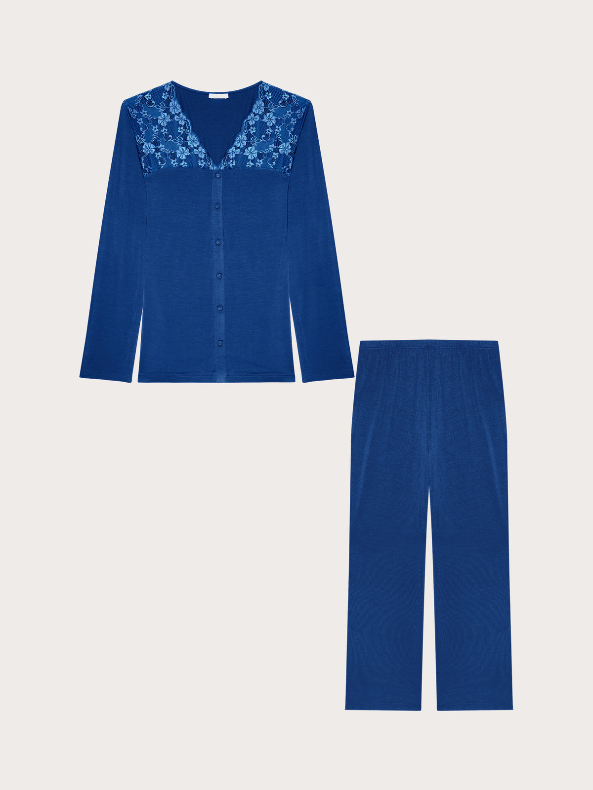 Long-Pyjamas With Front Opening - Dark Blue