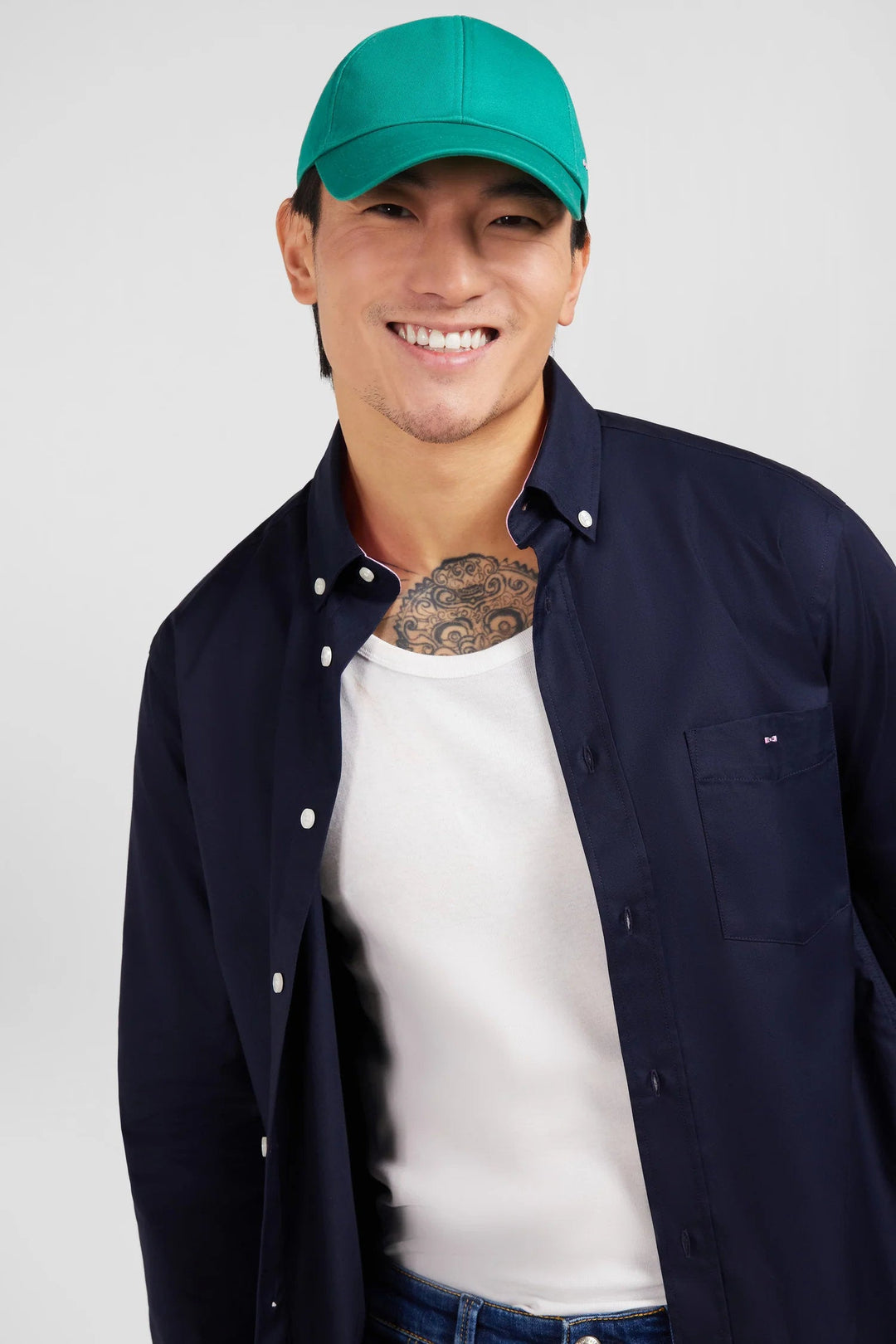 Dark Blue Cotton Twill Shirt