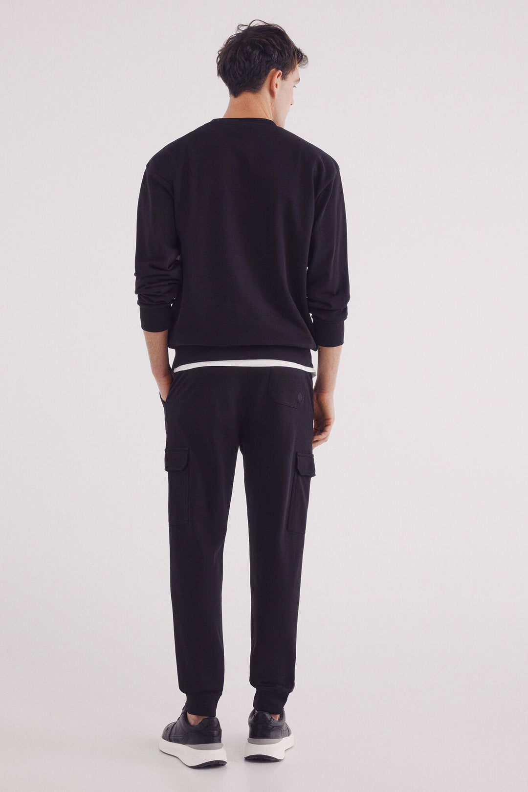 Fleece Jogger Cargo Pants - Black
