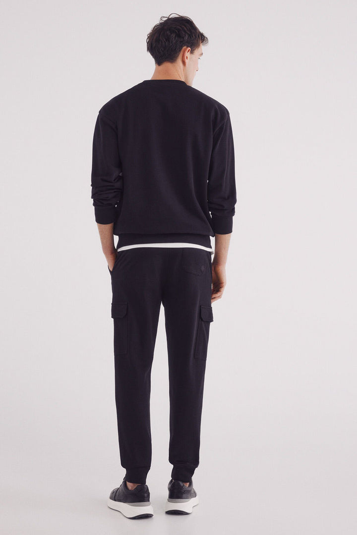 Fleece Jogger Cargo Pants - Black