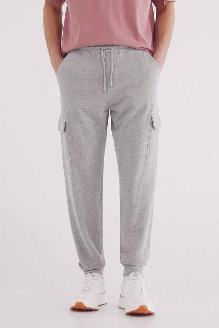 Fleece Jogger Cargo Pants - Medium Grey