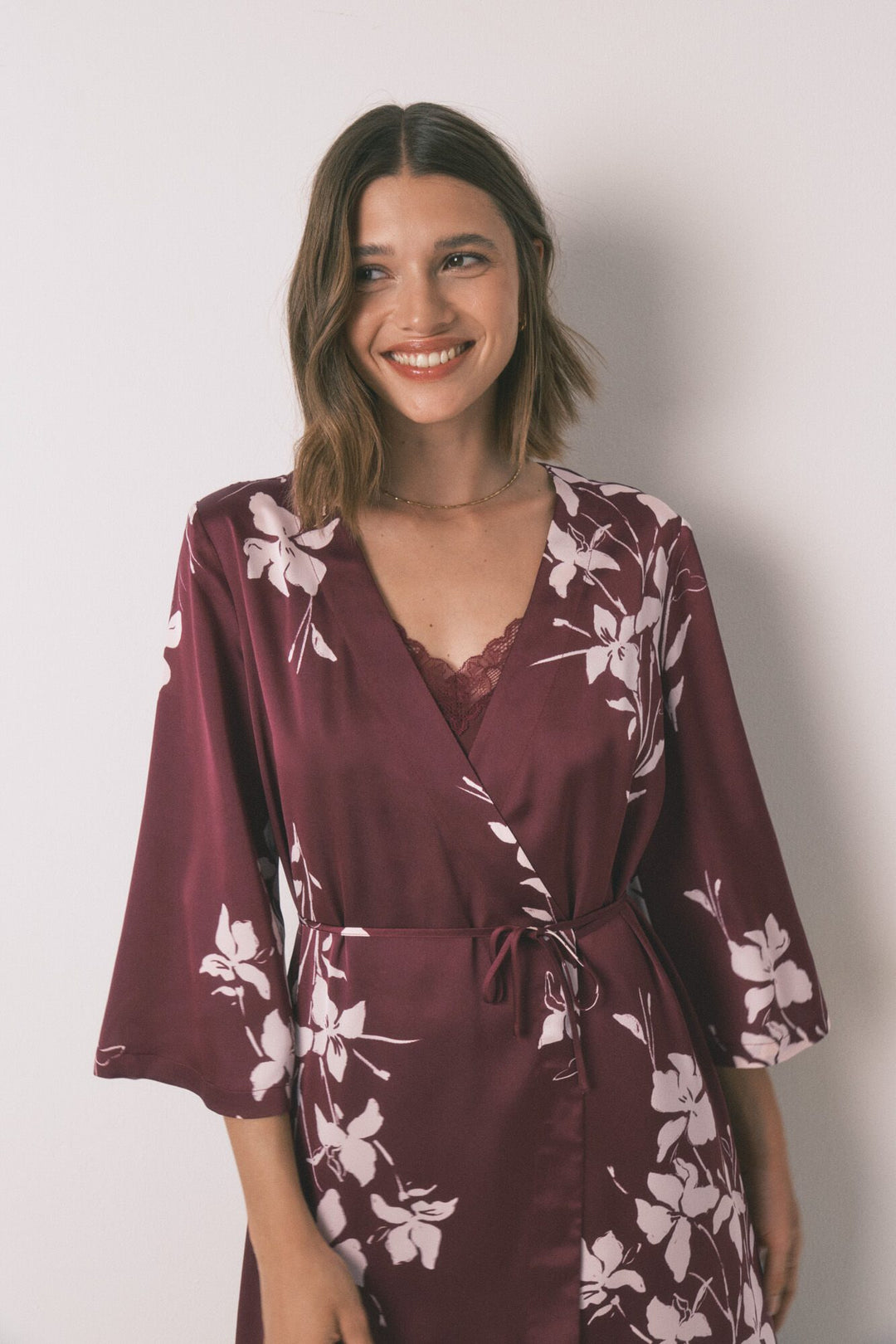 LONG ROBE - Maroon Print