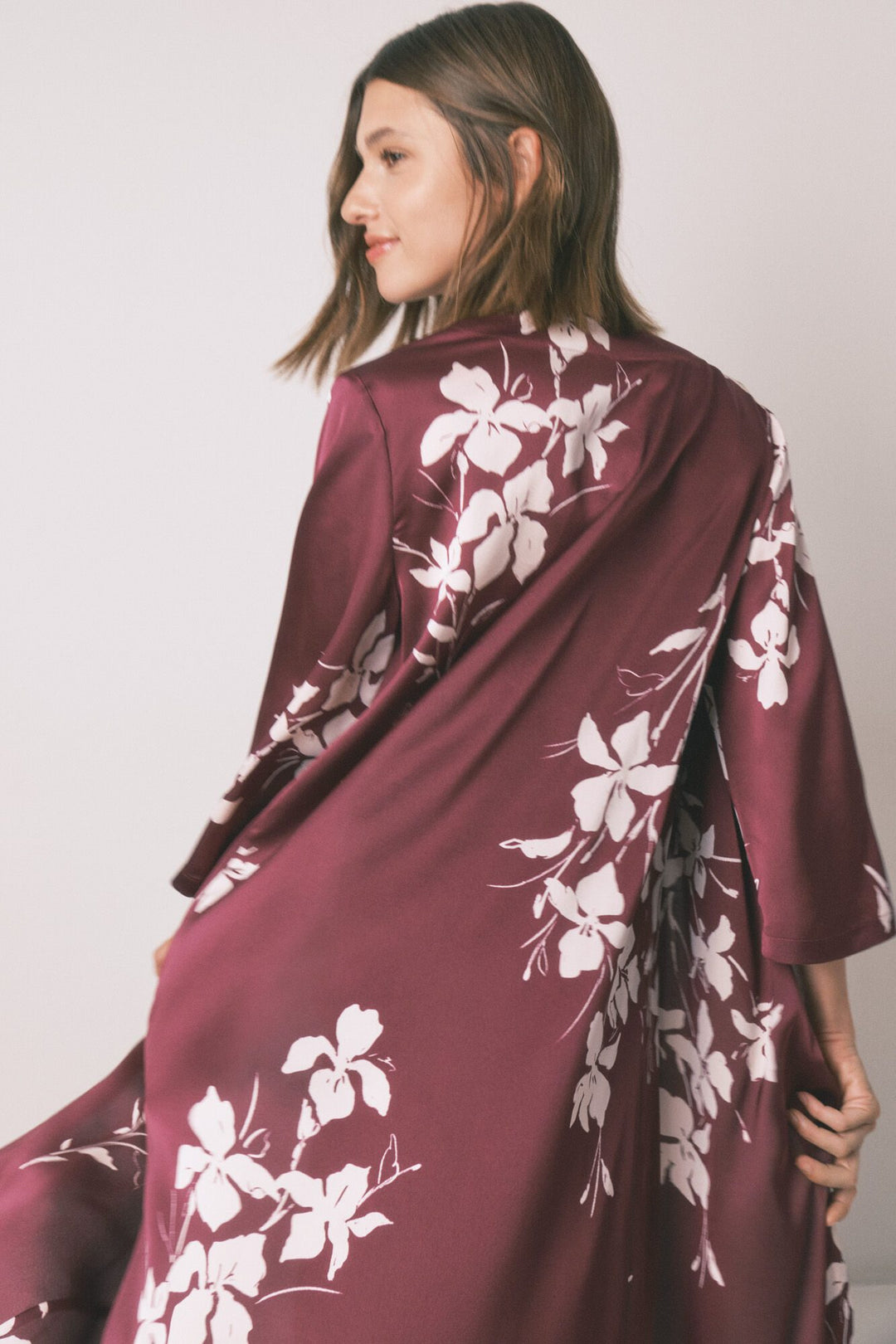 LONG ROBE - Maroon Print