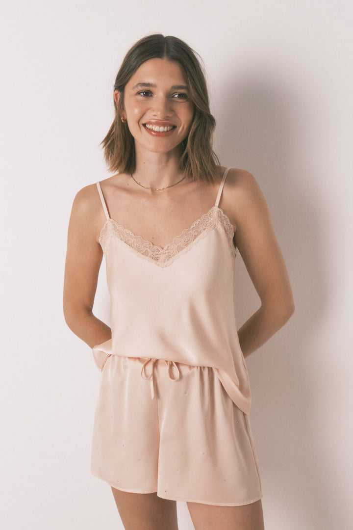STRAPS SHORT PANT PYJAMA - Orange