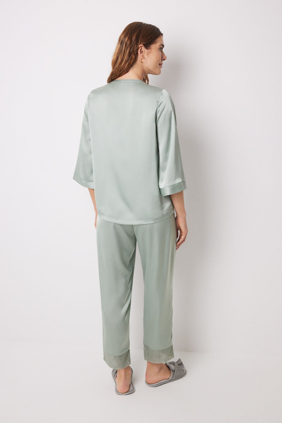 Long green chiffon pajamas - Green