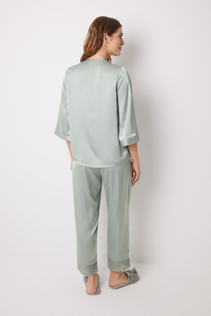 Long green chiffon pajamas - Green