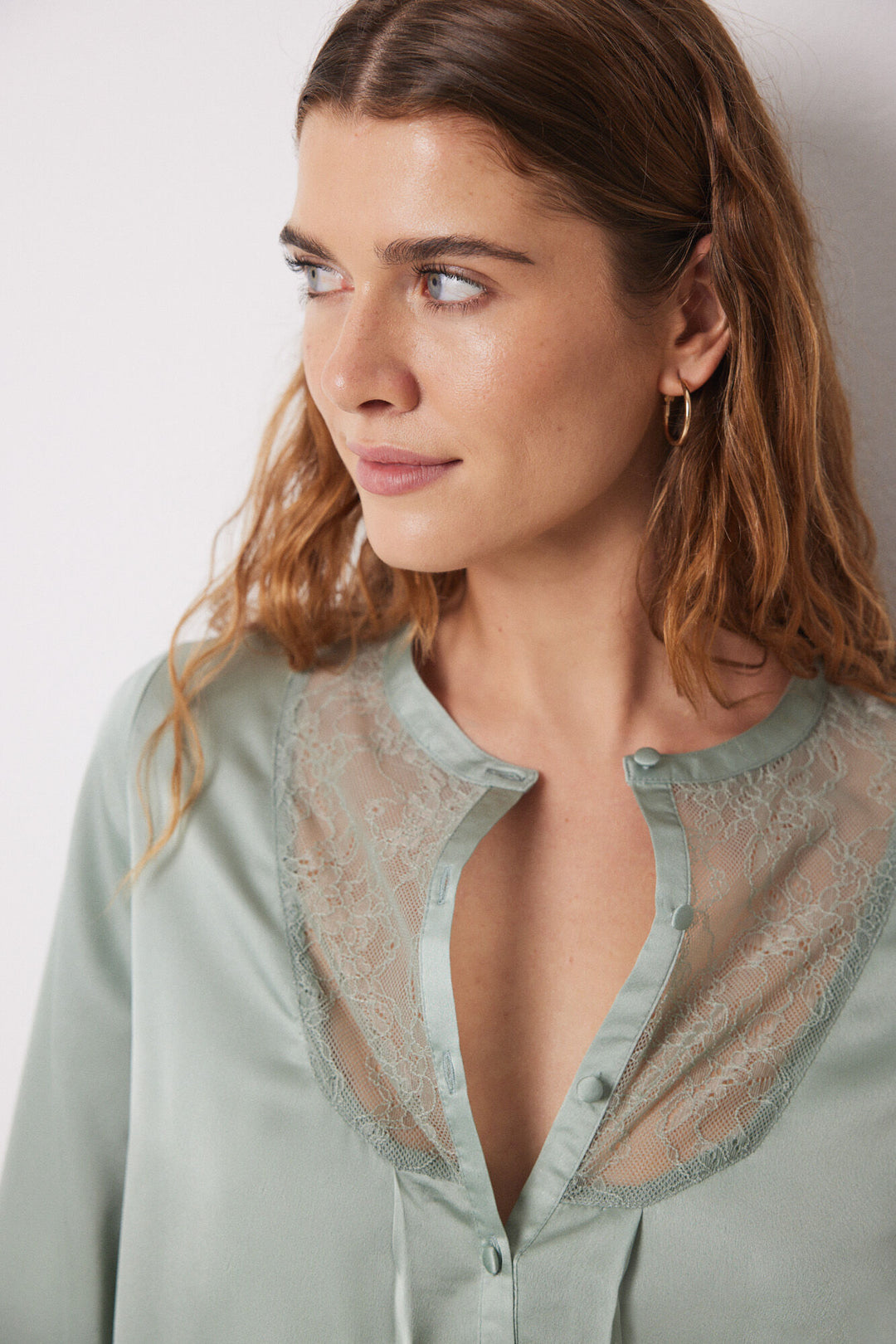 Long green chiffon pajamas - Green