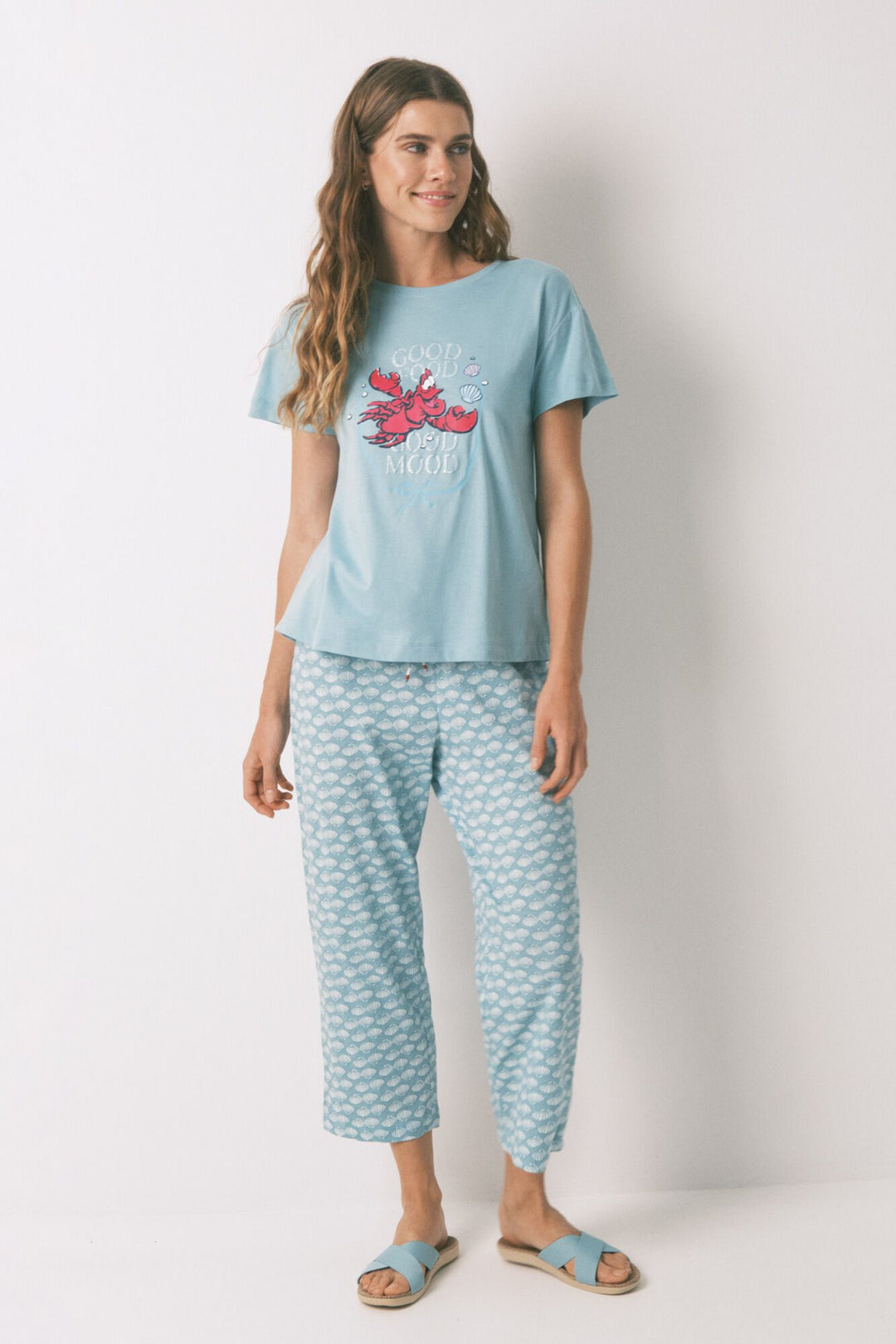 SHORT SLEEVES CAPRI PANT PYJAMA - Green