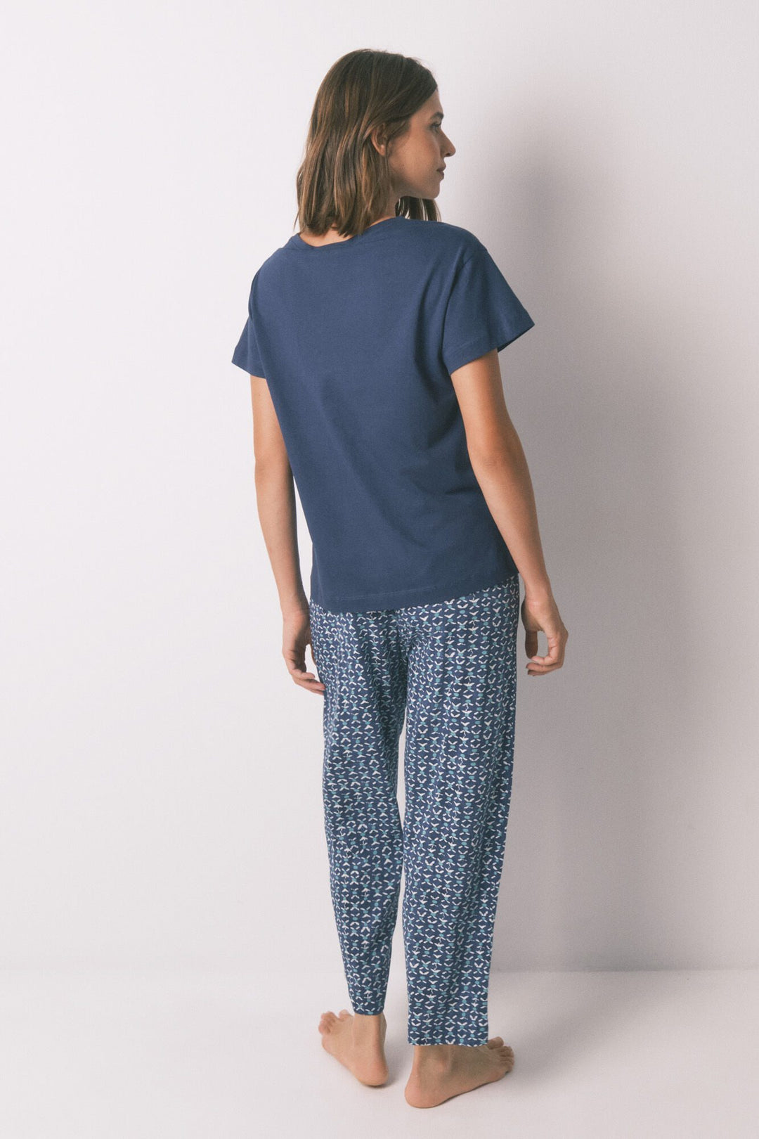 SHORT SLEEVES CAPRI PANT PYJAMA - Dark Blue
