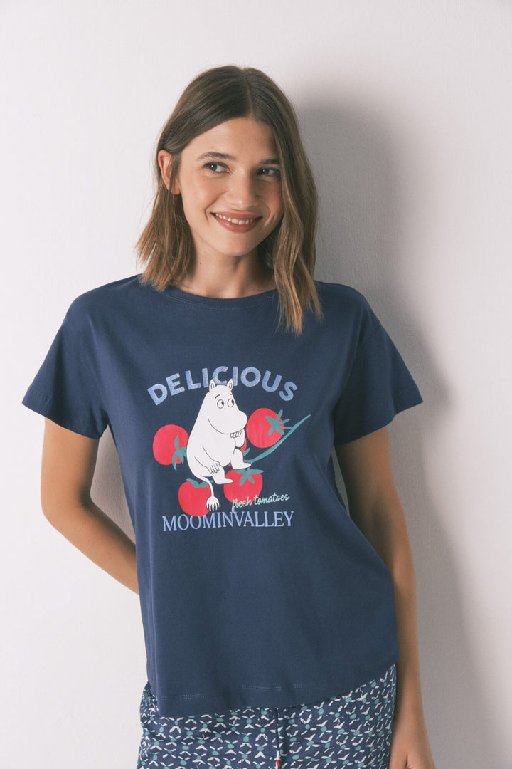 SHORT SLEEVES CAPRI PANT PYJAMA - Dark Blue