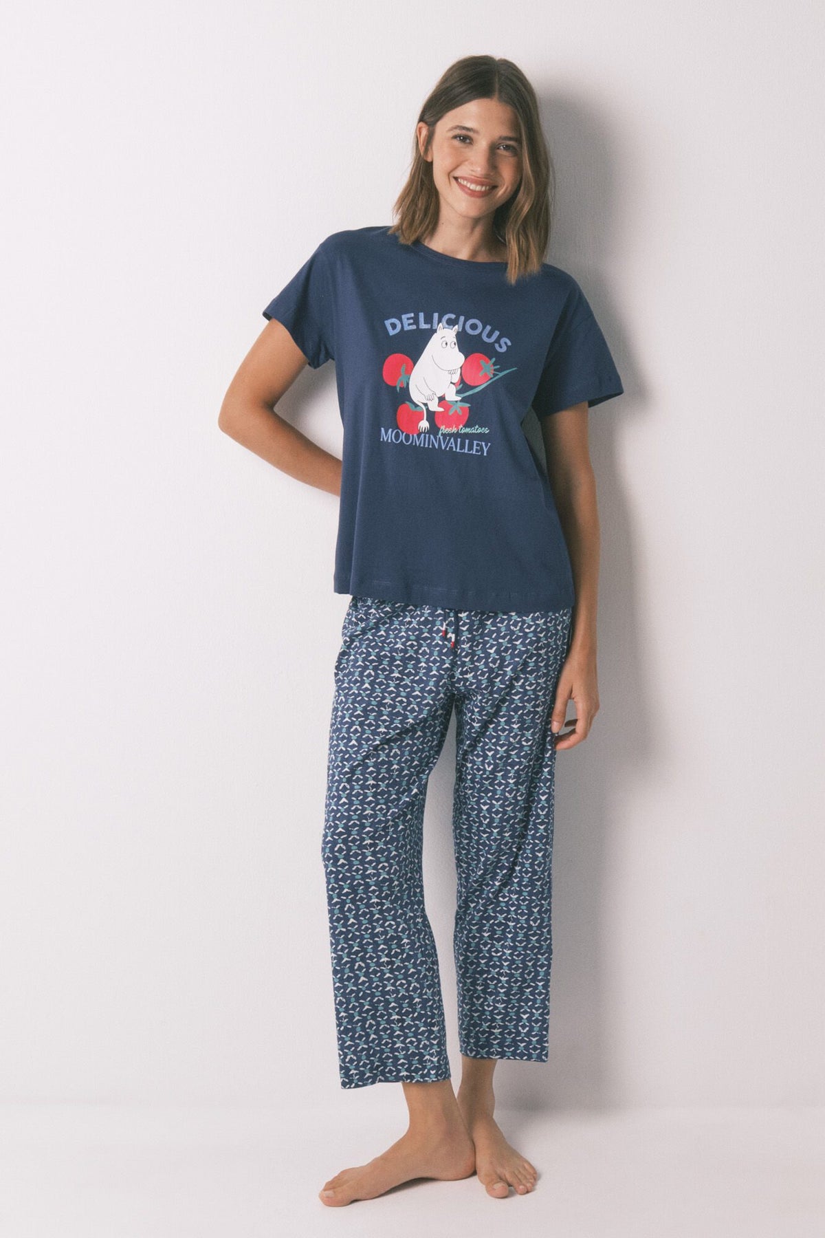 SHORT SLEEVES CAPRI PANT PYJAMA - Dark Blue