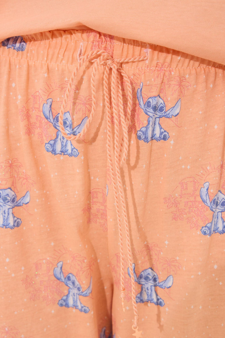SHORT SLEEVES CAPRI PANT PYJAMA - Orange