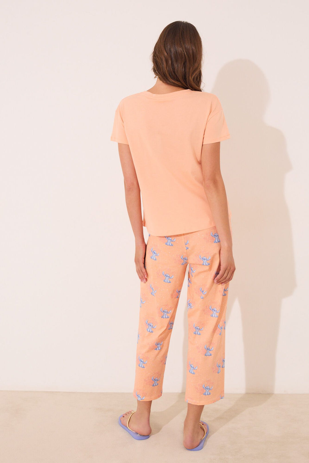 SHORT SLEEVES CAPRI PANT PYJAMA - Orange