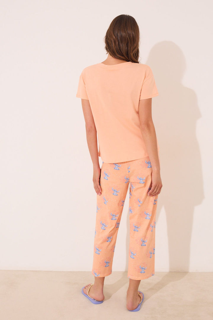 SHORT SLEEVES CAPRI PANT PYJAMA - Orange