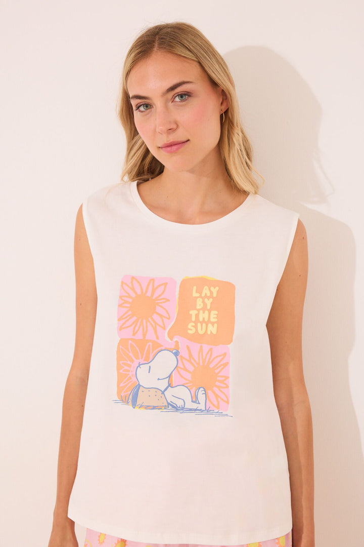 UNSLEEVES SHORT PANT PYJAMA - Ivory