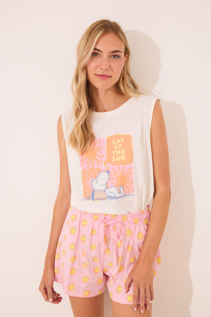 UNSLEEVES SHORT PANT PYJAMA - Ivory