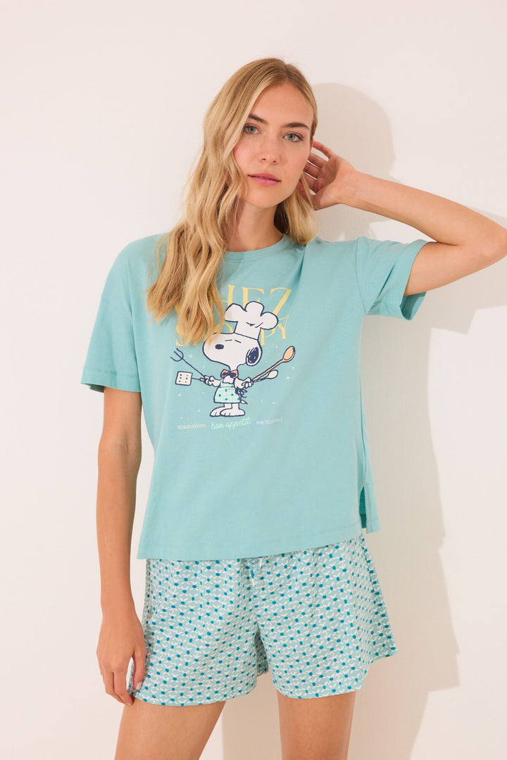SHORT SLEEVES SHORT PANT PYJAMA - Green