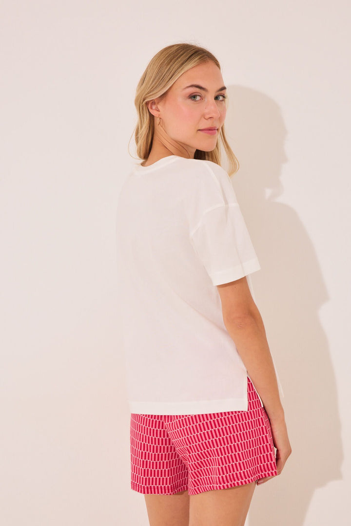 SHORT SLEEVES SHORT PANT PYJAMA - Ivory