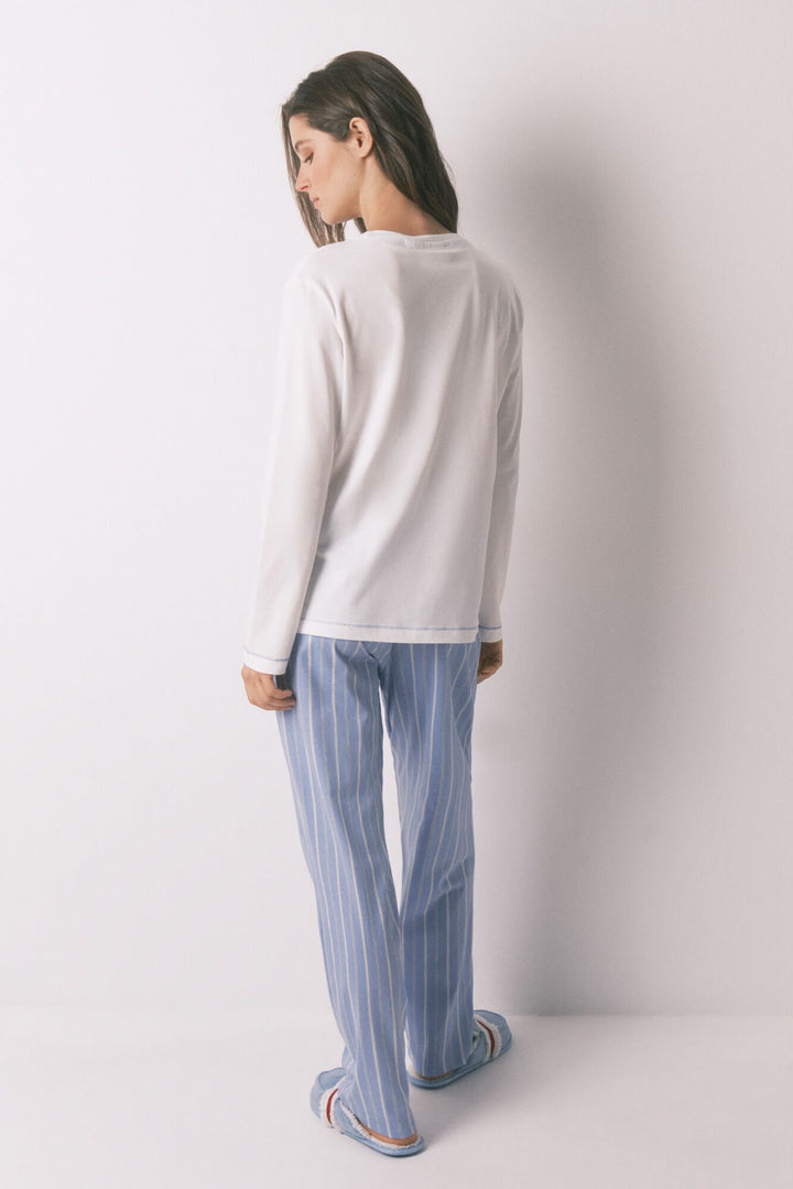 LONG SLEEVES LONG PANT PYJAMA - Ivory